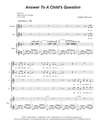 Book cover for Answer To A Child's Question (Vocal Quartet - (SATB)