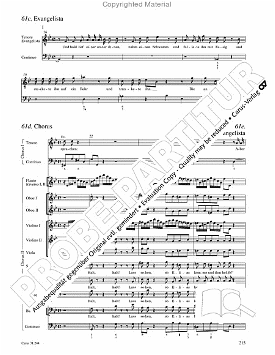 St. Matthew Passion (Matthaus-Passion) 4-Part scores gallery preview page 217