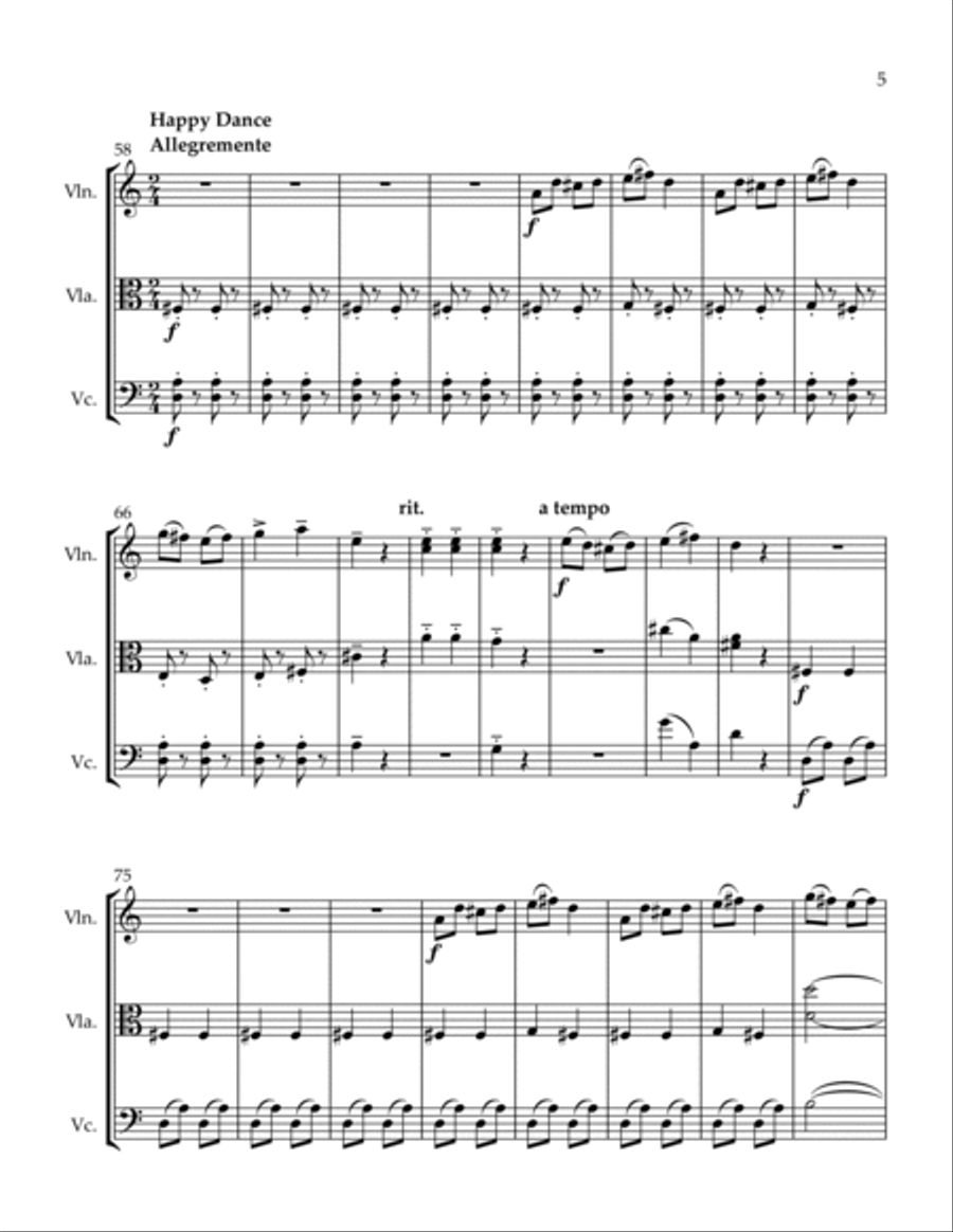 3 Trios Cheers She Walks My Way Happy Dance String Trio scores gallery preview page 5