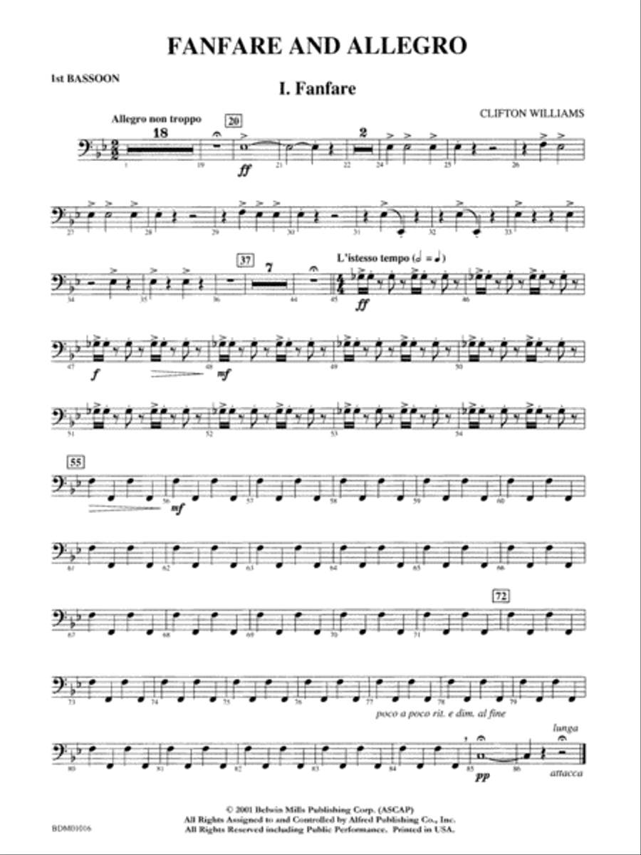 Fanfare and Allegro: Bassoon Concert Band scores gallery preview page 1