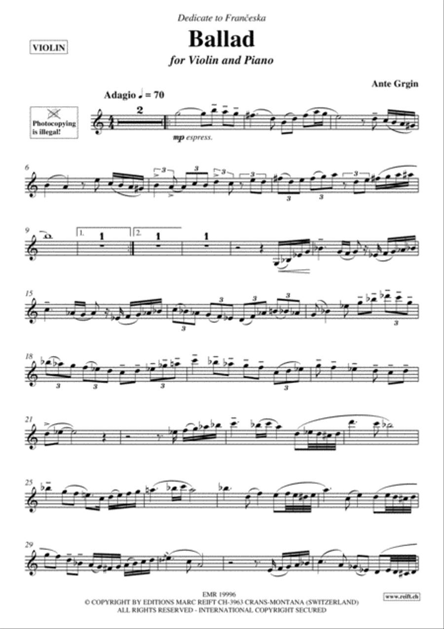 Ballad Violin Solo scores gallery preview page 2