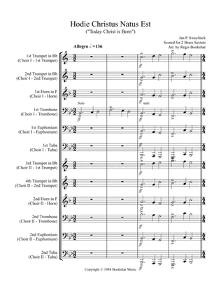 Hodie Christus Natus Est (2 Brass Sextets - 4 Trp, 2 Hrn, 2 Trb, 2 Euph, 2 Tuba)