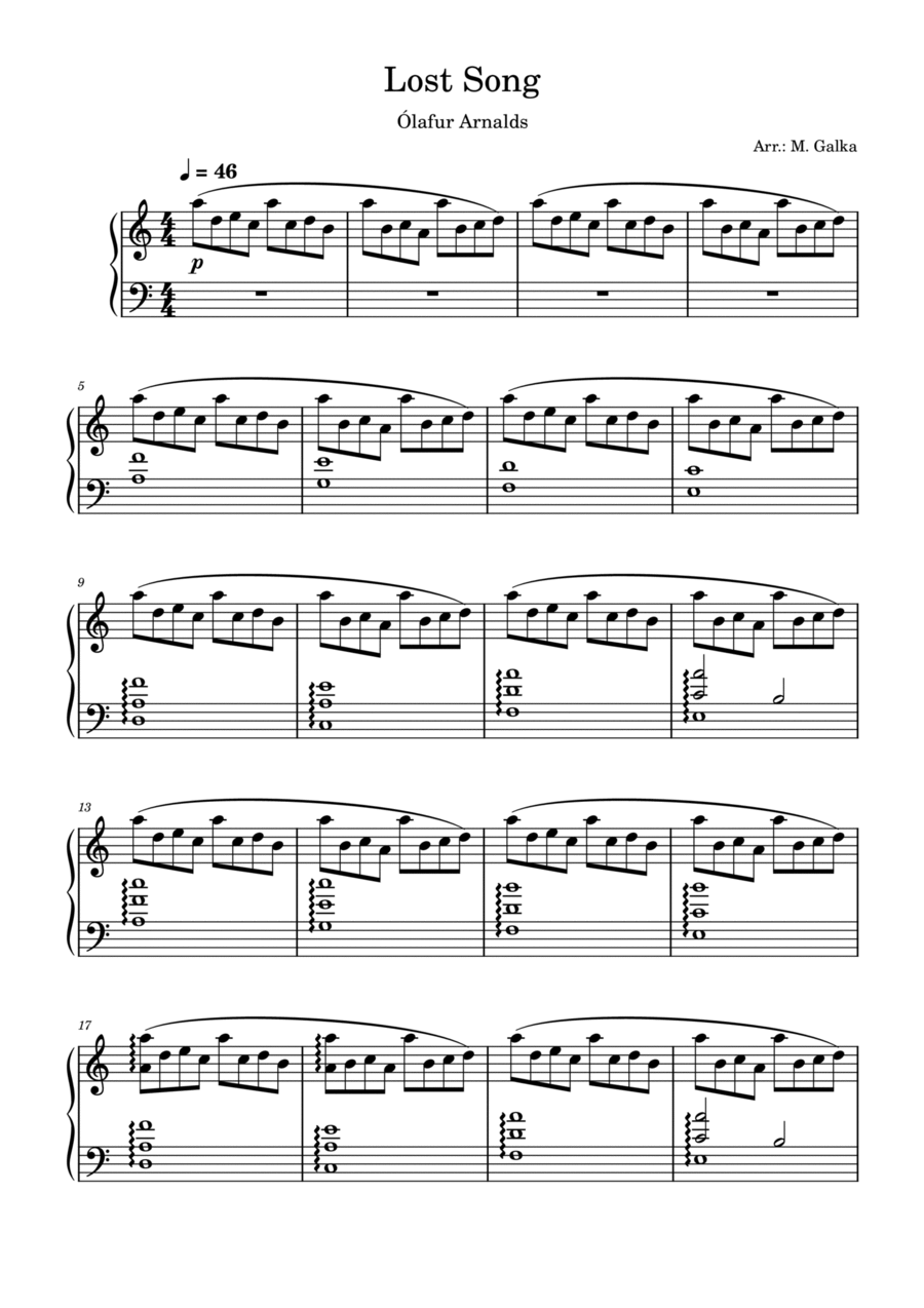 Lost Song Piano Solo scores gallery preview page 1