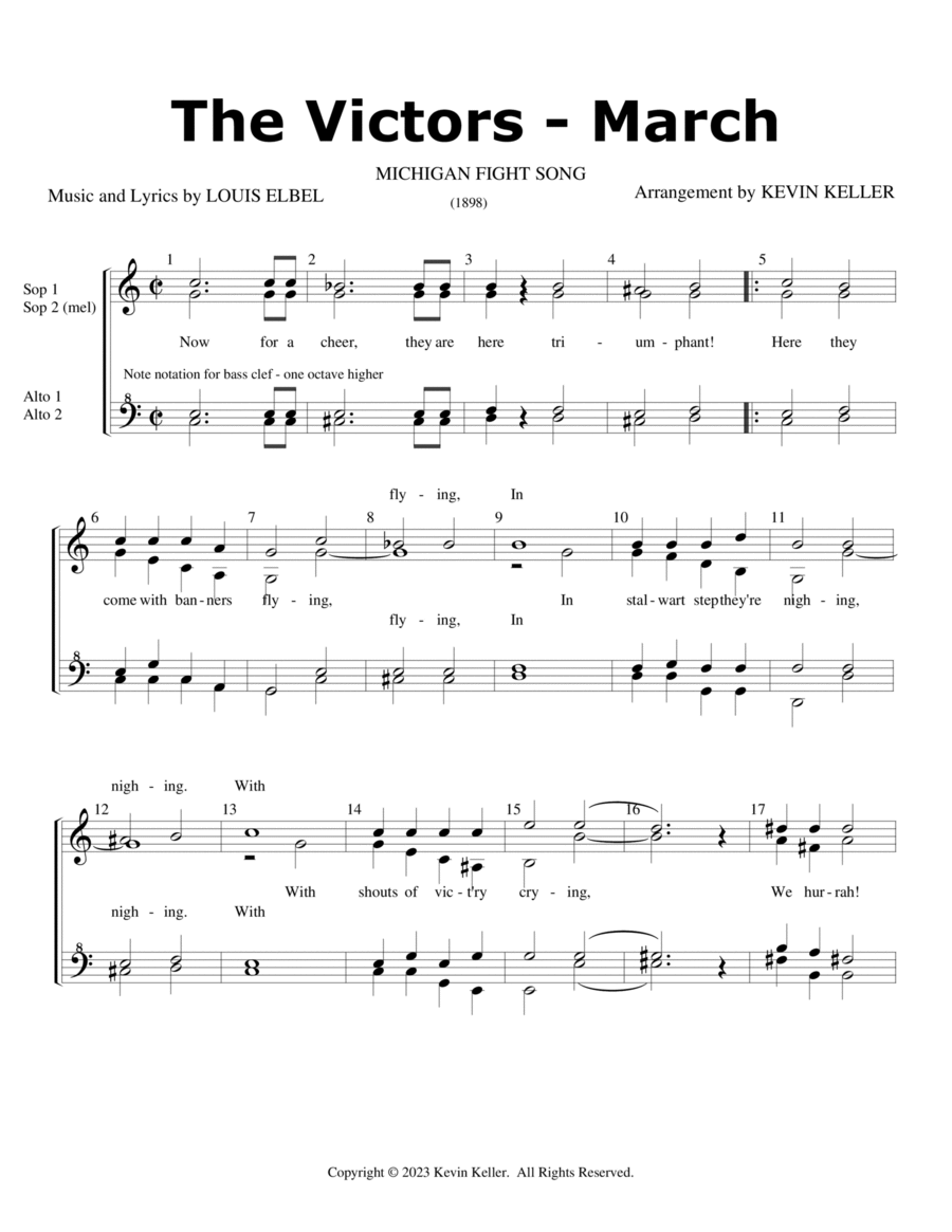 The Victors March (U of M Fight Song) SSAA scores gallery preview page 1