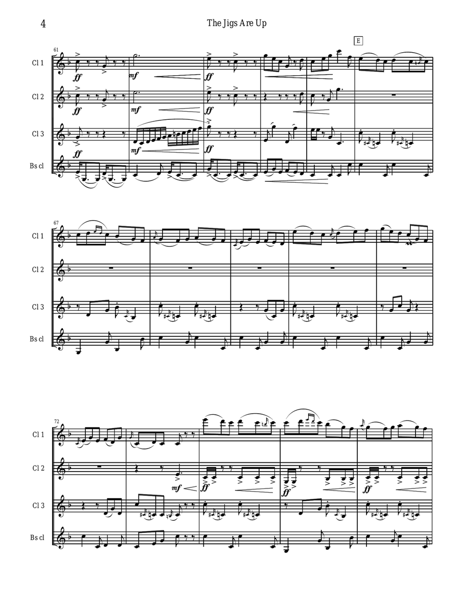 The Jigs are Up - Celtic Music for Clarinet Quartet Clarinet Quartet scores gallery preview page 4