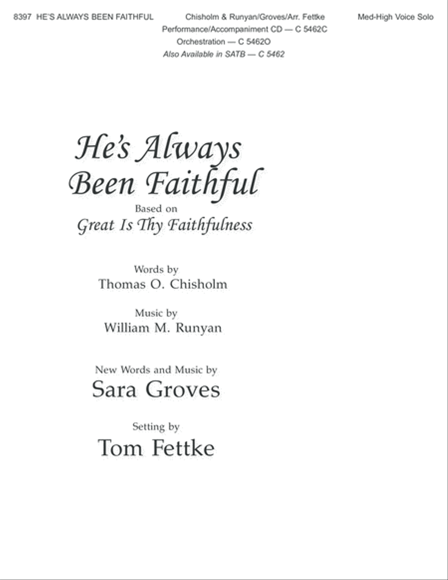He's Always Been Faithful Medium Voice scores gallery preview page 1