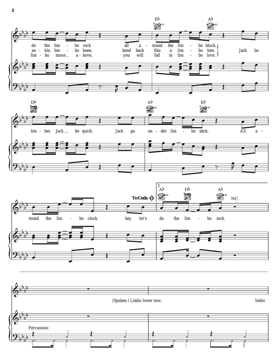Limbo Rock Limbo Rock Piano, Vocal, Guitar scores gallery preview page 2