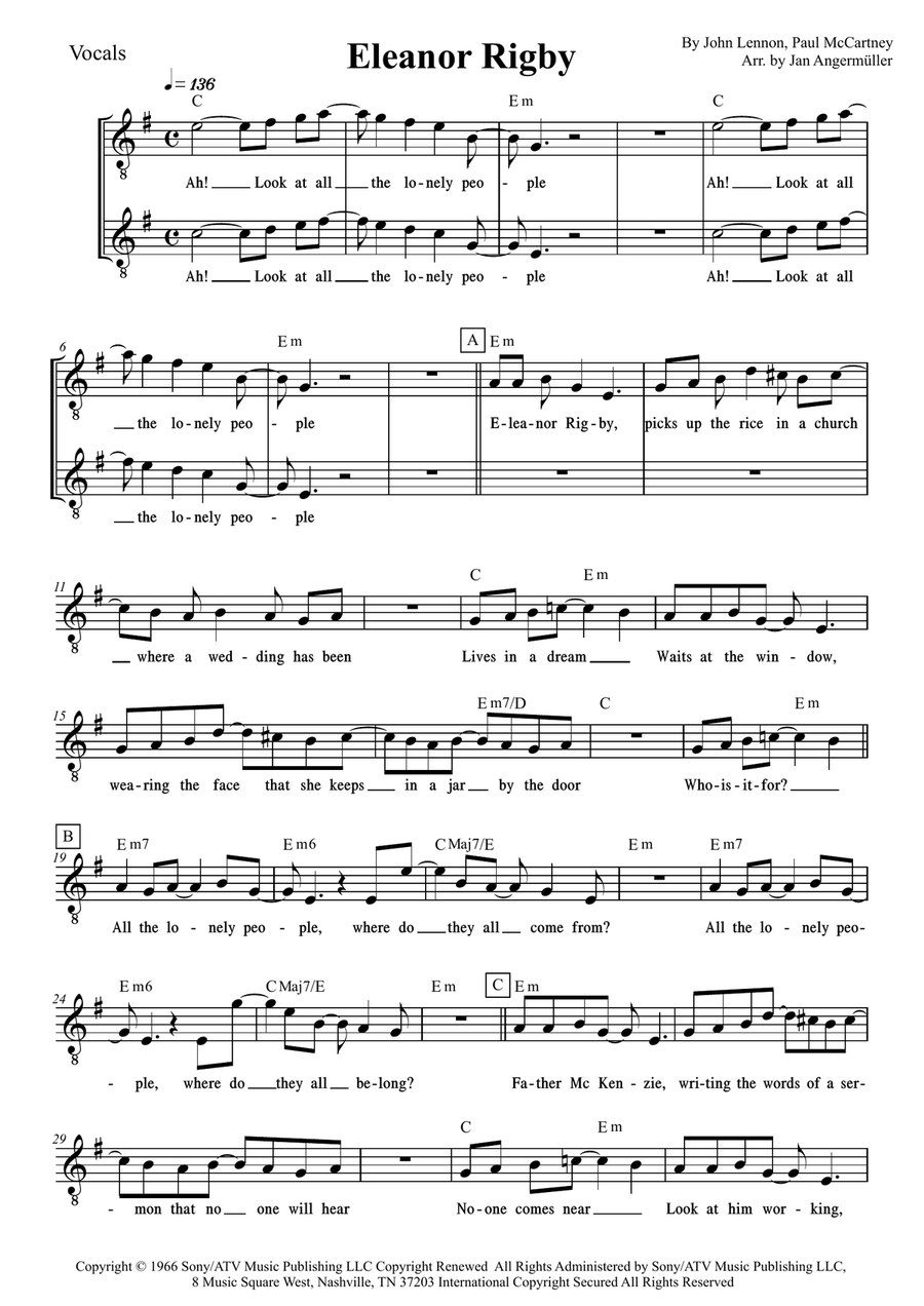 Eleanor Rigby Vocal Duet scores gallery preview page 1