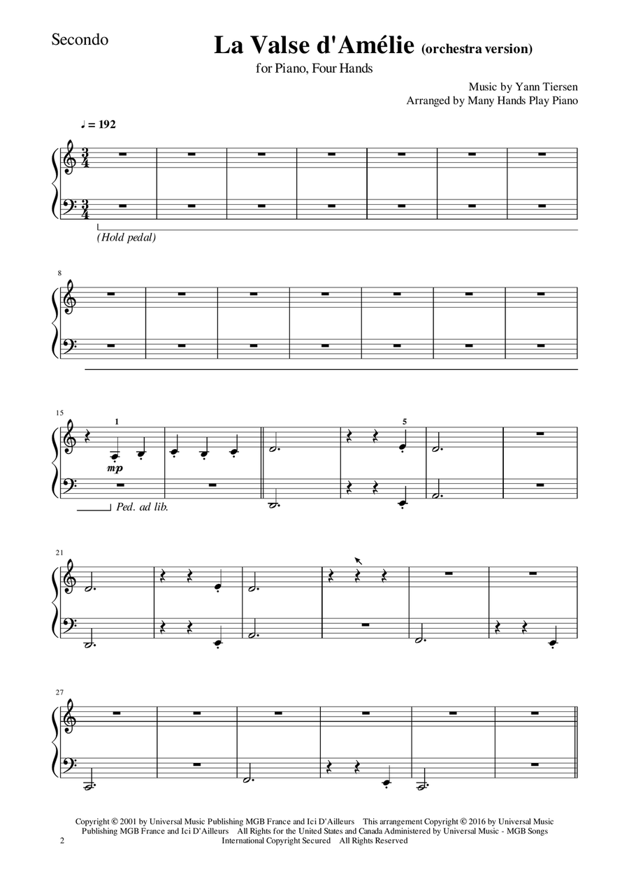 La Valse D'amelie 1 Piano, 4-Hands scores gallery preview page 4