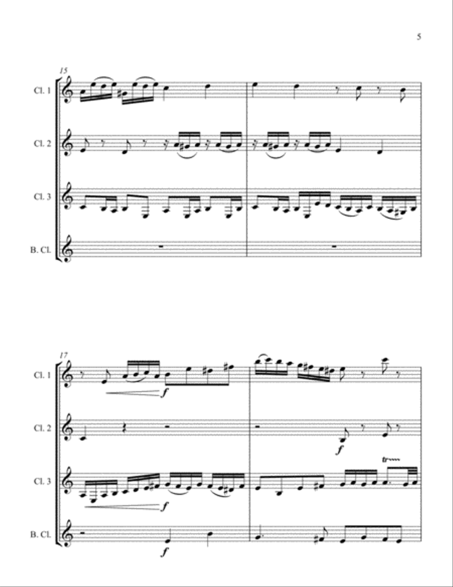 'Little' Fugue in G Minor - For Clarinet Quartet Clarinet Quartet scores gallery preview page 5