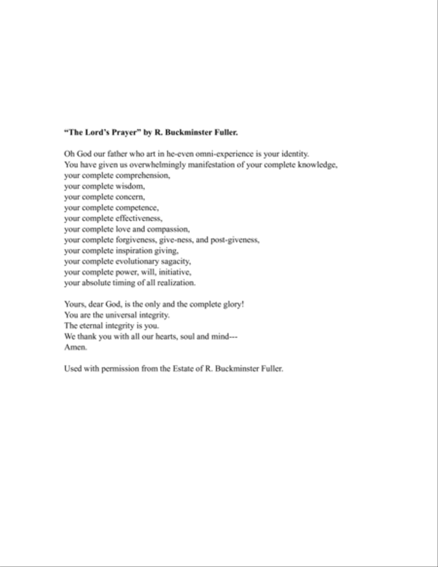 The Lord's Prayer ... A Poem by R. Buckminster Fuller (2013) for soprano and piano Voice Solo scores gallery preview page 2