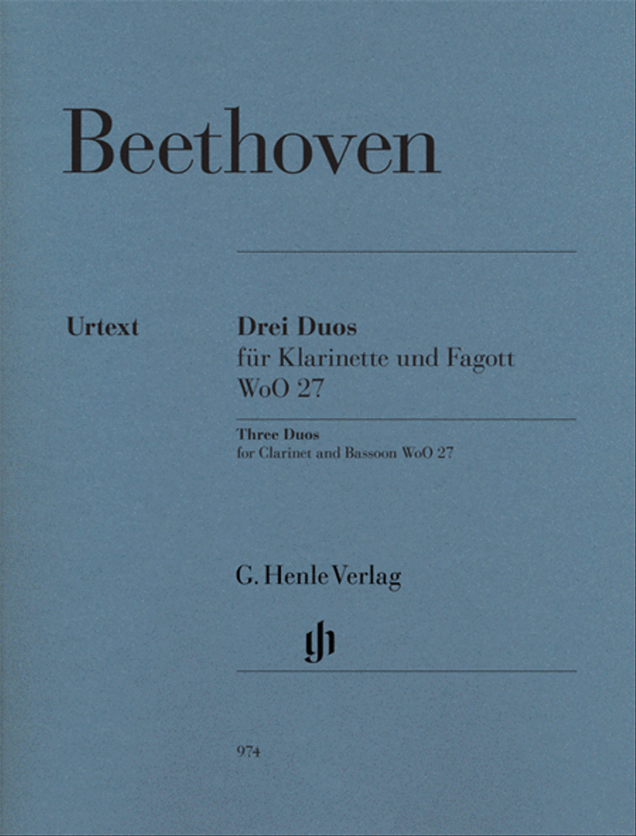 3 Duos for Clarinet and Bassoon WoO 27 Woodwind Duet scores gallery preview page 1
