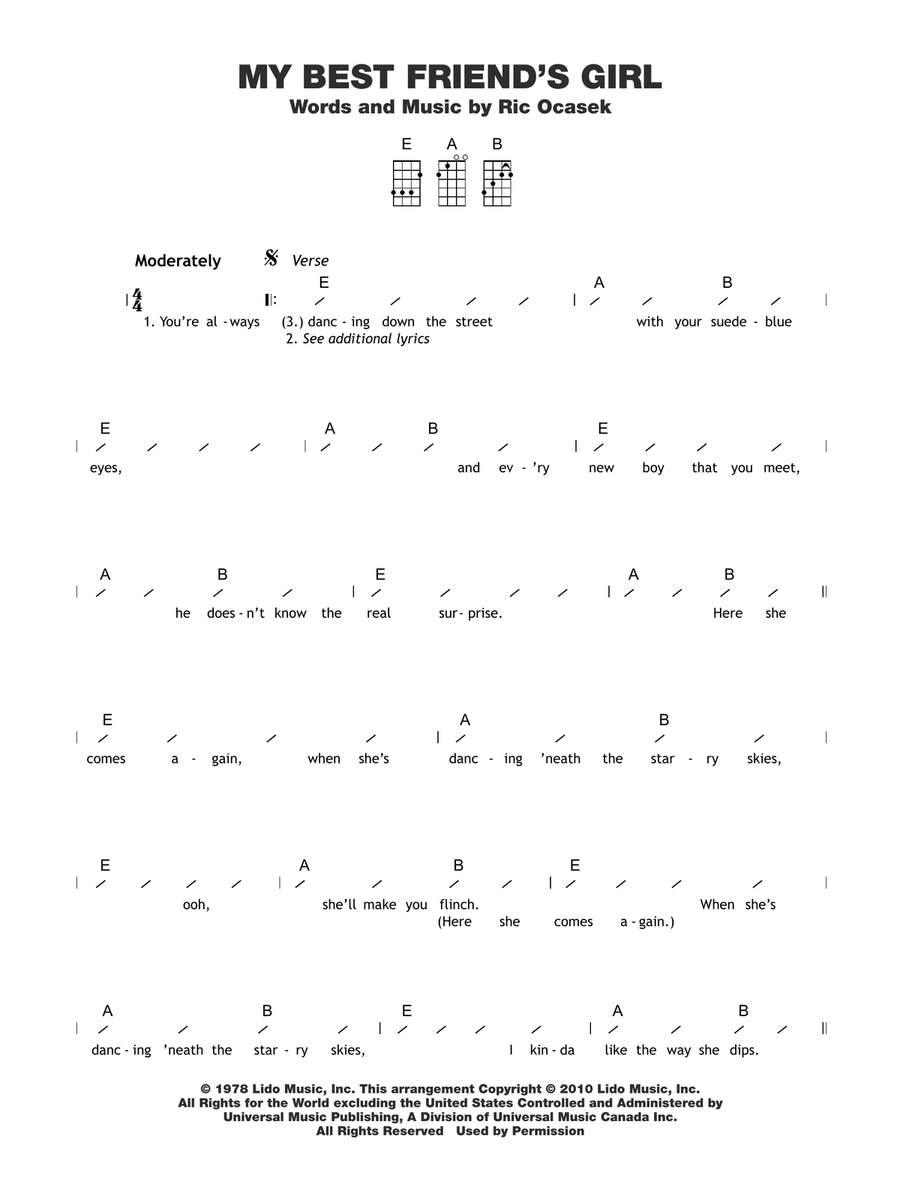 My Best Friend's Girl My Best Friend's Girl Ukulele scores gallery preview page 1