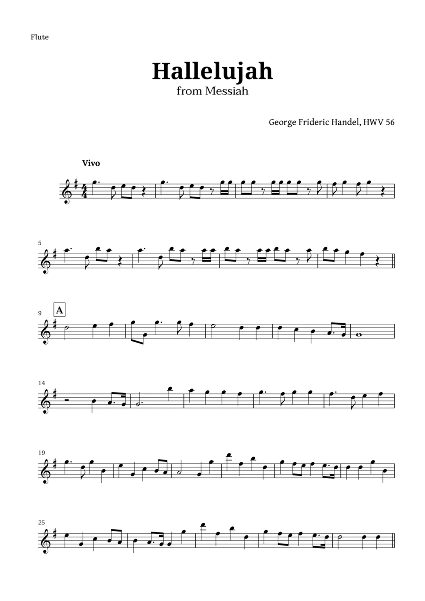 Hallelujah by Handel for Flute image number null
