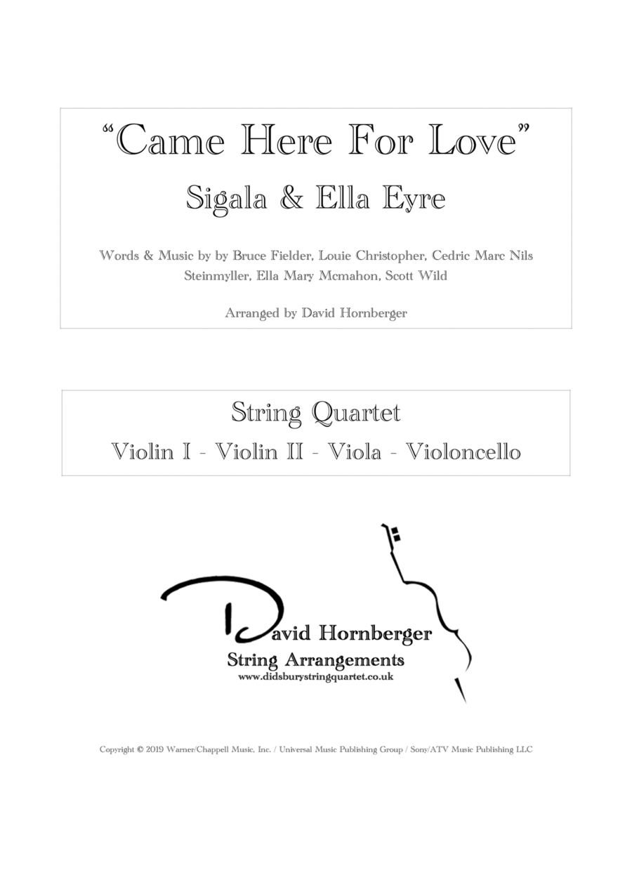 Came Here For Love Came Here For Love String Quartet scores gallery preview page 1