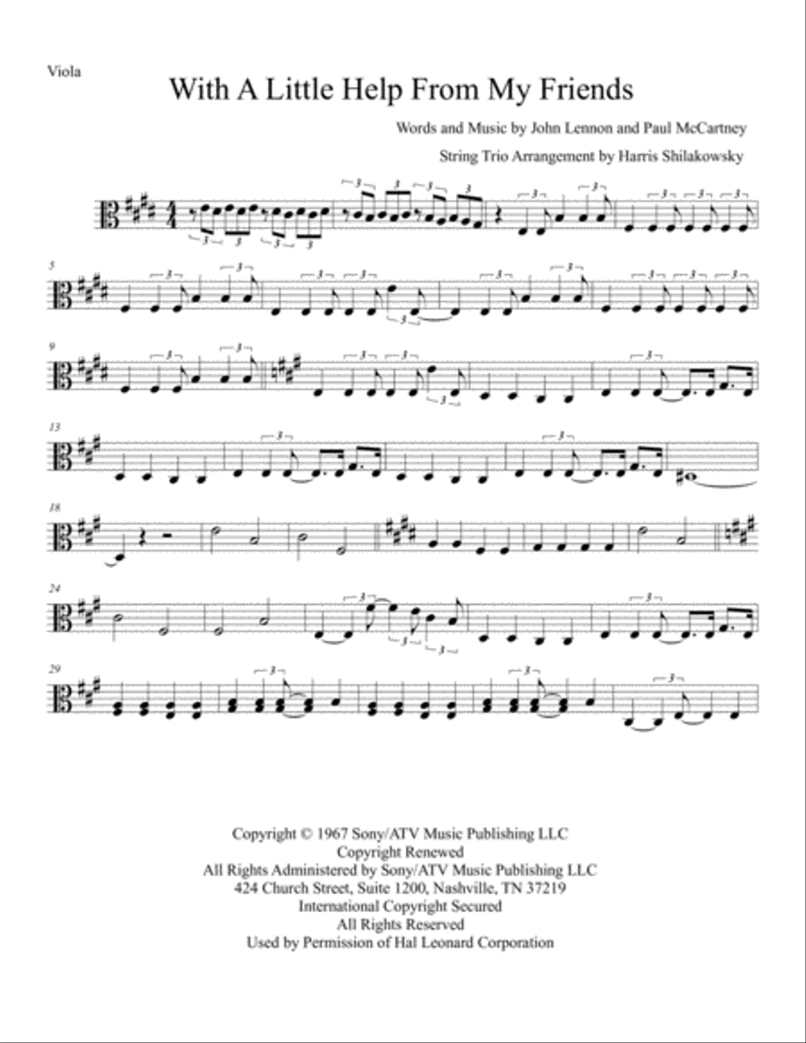 With A Little Help From My Friends String Trio scores gallery preview page 3