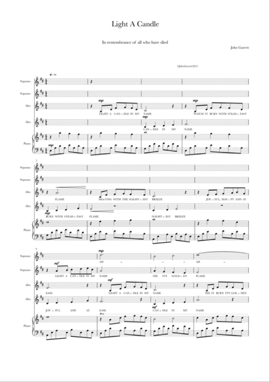 Light A Candle Choir scores gallery preview page 2