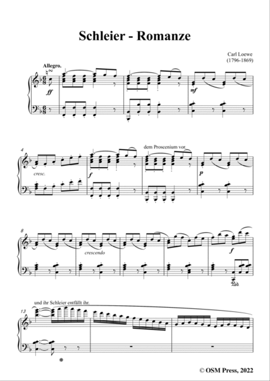 Loewe-Schleier-Romanze,in F Major,for Voice and Piano Voice Solo scores gallery preview page 3