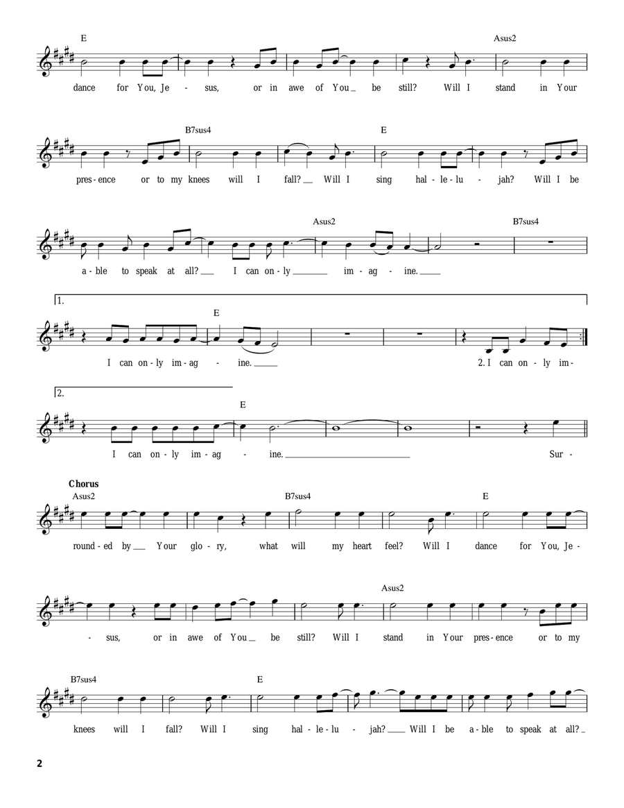 I Can Only Imagine Easy Guitar scores gallery preview page 2