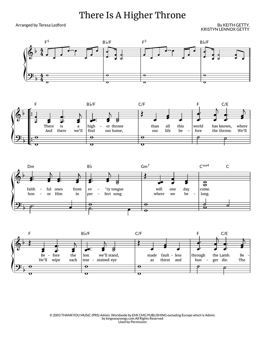 There Is A Higher Throne Piano, Vocal, Guitar scores gallery preview page 1
