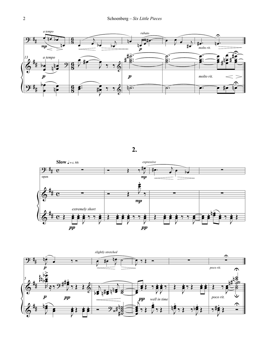 Six Little Pieces, op. 19 for Tuba or Bass Trombone & Piano Bass Trombone scores gallery preview page 2