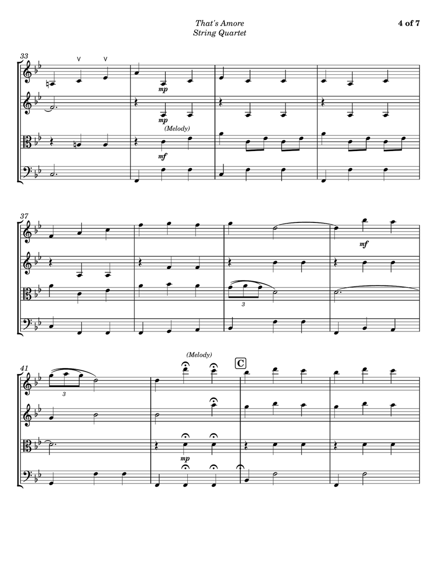 That's Amore (that's Love) String Quartet scores gallery preview page 4