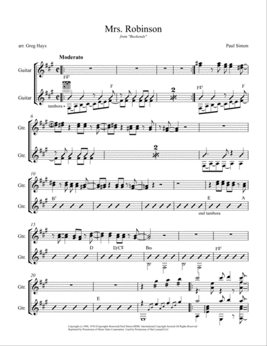 Mrs. Robinson Guitar scores gallery preview page 2