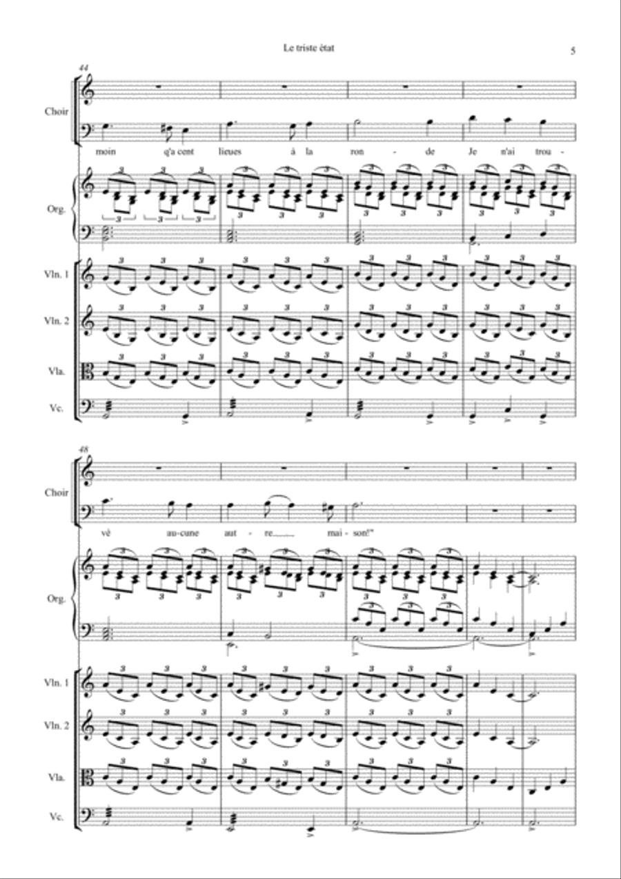 LE TRISTE ETAT, based on LA FOLIA, for SATB c.,strings and organ 4-Part scores gallery preview page 5