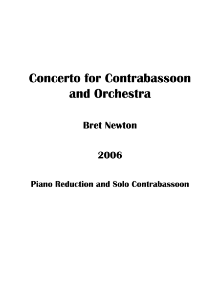 Concerto for Contrabassoon and Orchestra - Piano Reduction