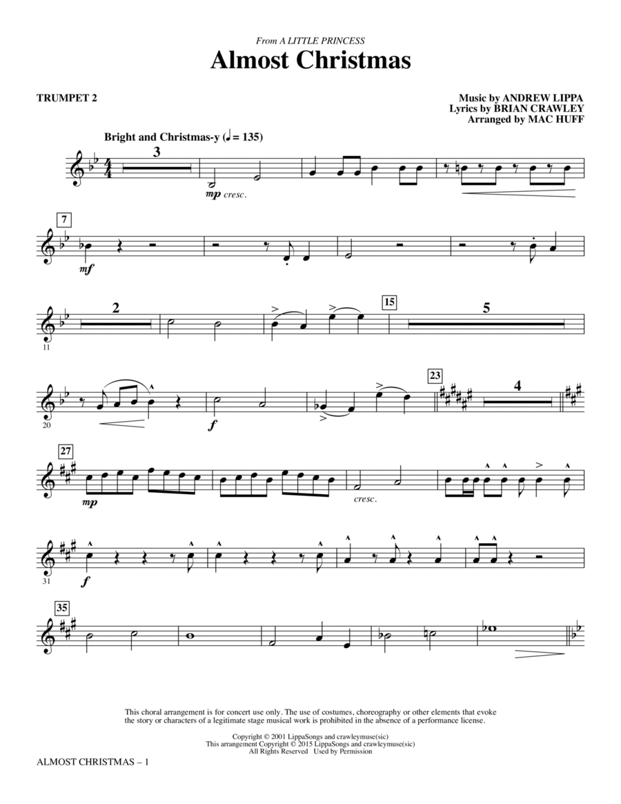 Almost Christmas - Trumpet 2 Choir scores gallery preview page 1