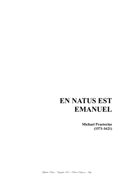 EN NATUS EST EMANUEL - M. Praetorius - For SATB Choir image number null
