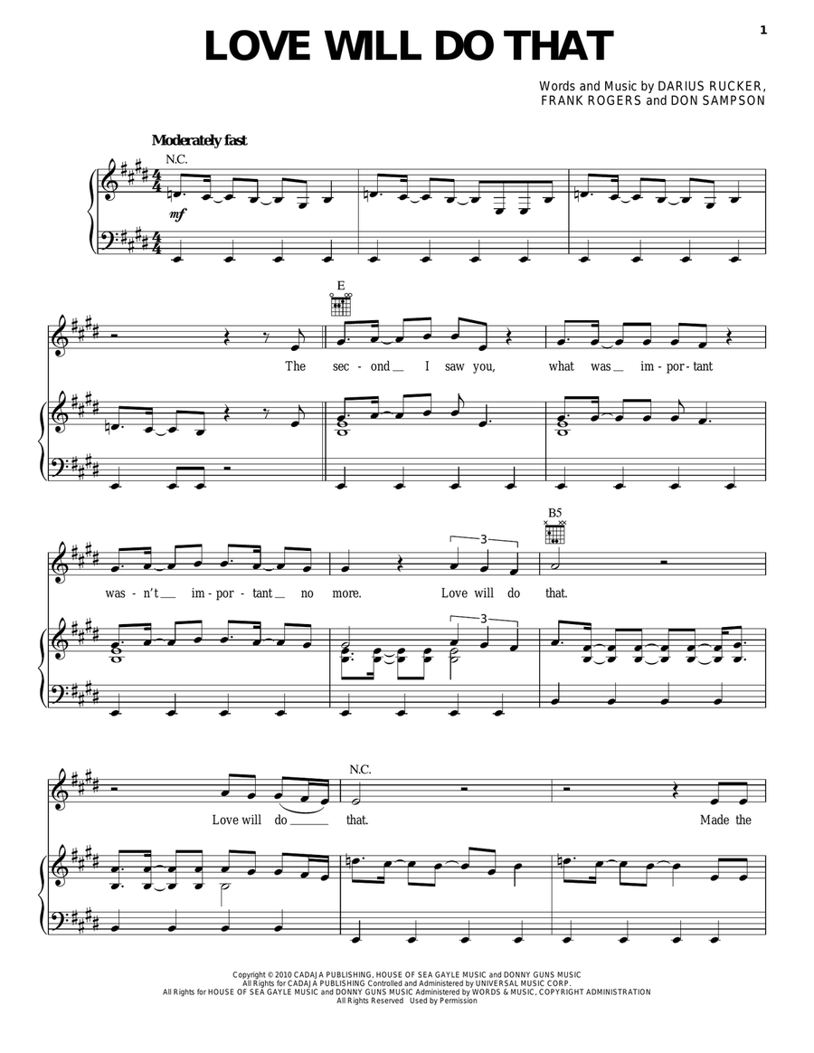 Love Will Do That Love Will Do That Piano, Vocal, Guitar scores gallery preview page 1