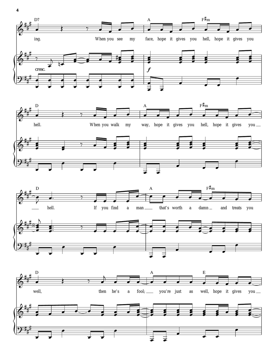 Gives You Hell Piano, Vocal scores gallery preview page 4
