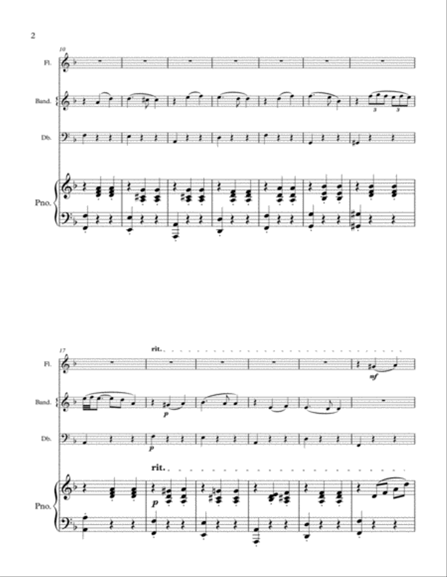 Ochi Ciornie for flute bandoneon bass and piano Flute scores gallery preview page 2