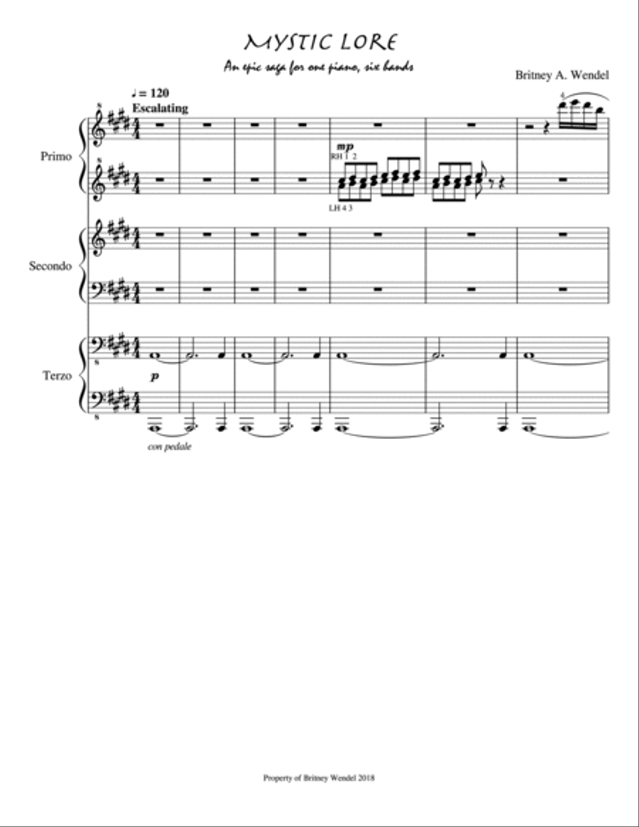 Mystic Lore - An Epic Saga for One Piano, Six Hands 1 Piano, 4-Hands scores gallery preview page 2