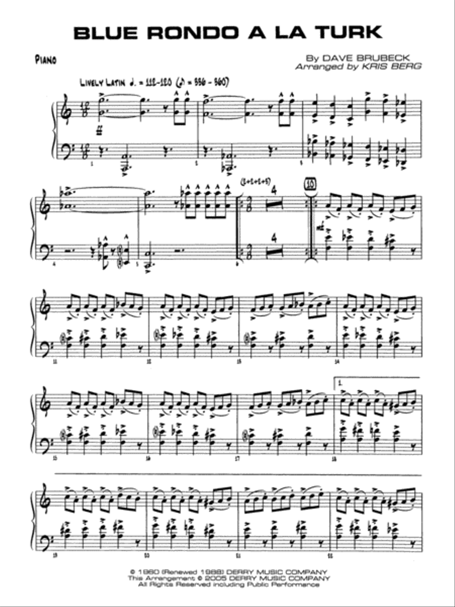 Blue Rondo a la Turk: Piano Accompaniment Jazz Ensemble scores gallery preview page 1