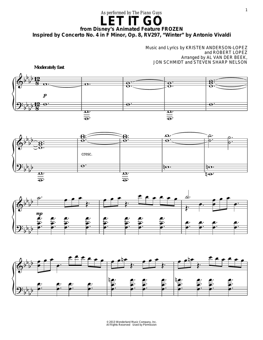 Let It Go (from Frozen) Piano Solo scores gallery preview page 1