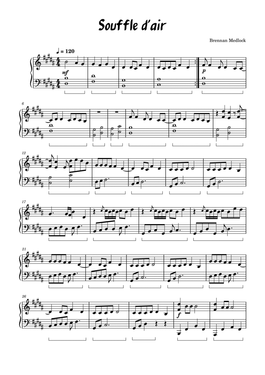 Souffle d'air Souffle d'air Piano Solo scores gallery preview page 1