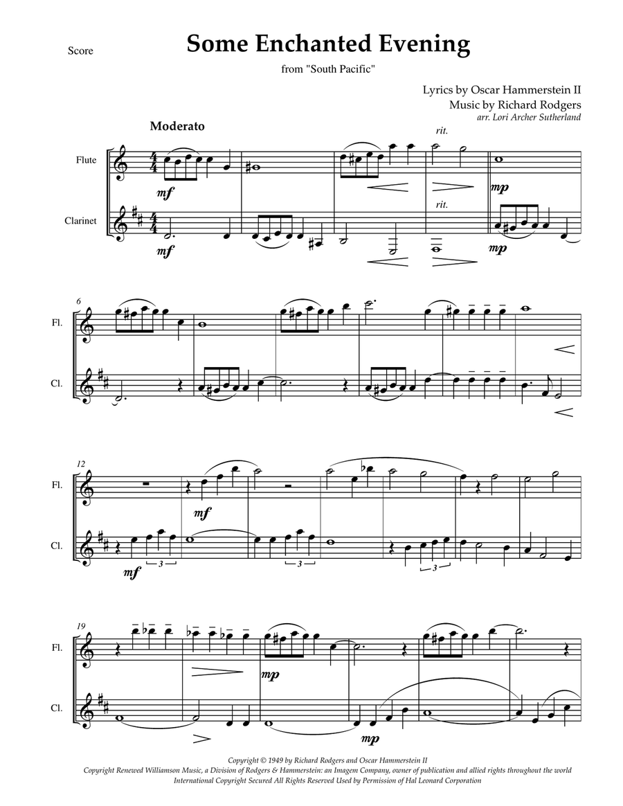Some Enchanted Evening Woodwind Duet scores gallery preview page 2