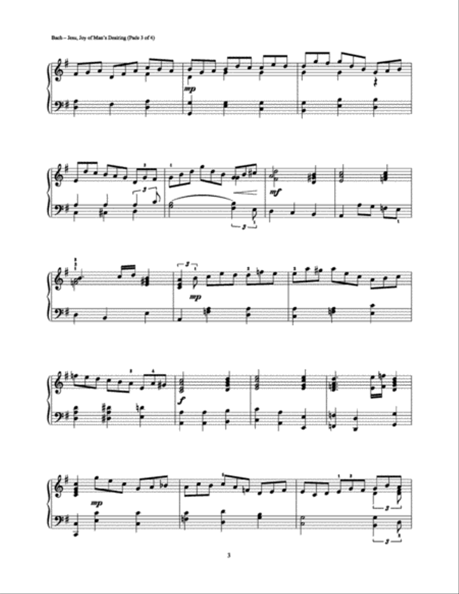 Jesu, joy of man's desiring (from Cantata No. 147) Easy Piano scores gallery preview page 3