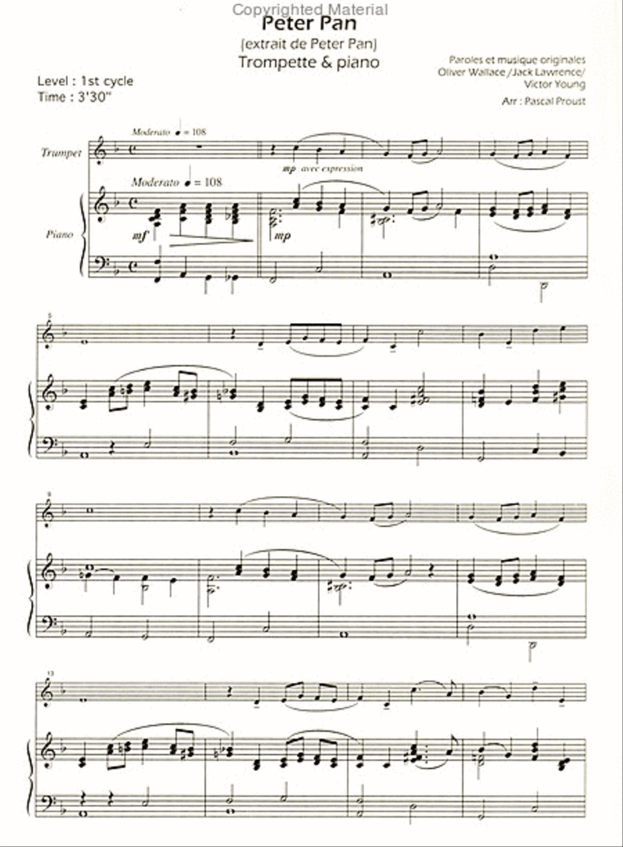 Peter pan, pour trompette Trumpet Solo scores gallery preview page 2