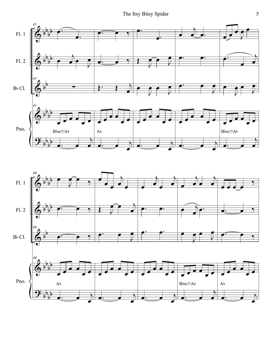 The Itsy Bitsy Spider (Duet for Flute and Bb-Clarinet) Woodwind Duet scores gallery preview page 6
