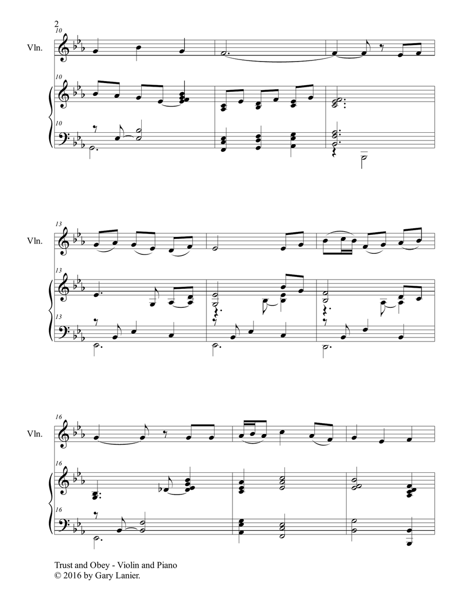 Gary Lanier: TRUST AND OBEY (Duet – Violin & Piano with Parts) Violin scores gallery preview page 3