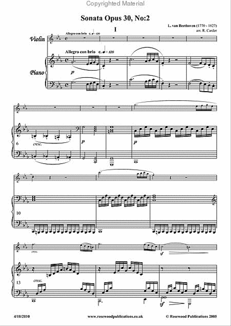 Sonata, Op. 30, No. 2 Clarinet Solo scores gallery preview page 2