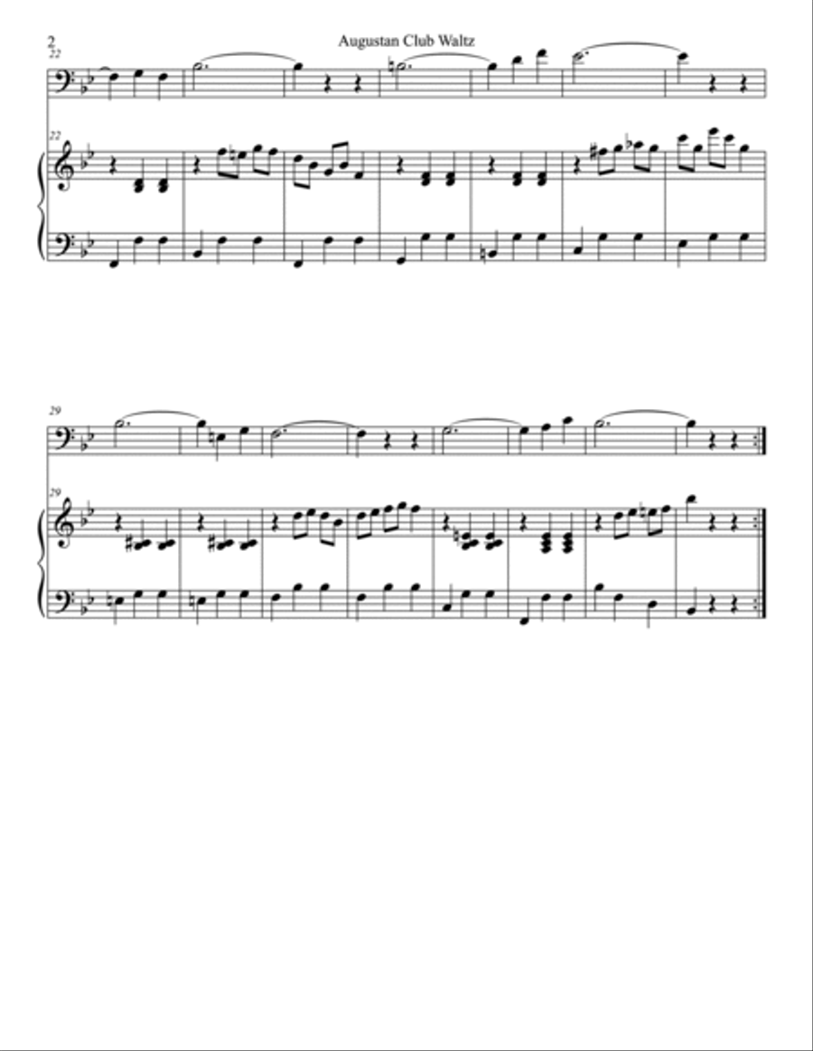 Augustan Club Waltz Duet for Cello and Piano Piano scores gallery preview page 2