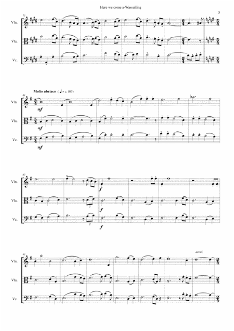 Here we come a-wassailing for string trio String Trio scores gallery preview page 3