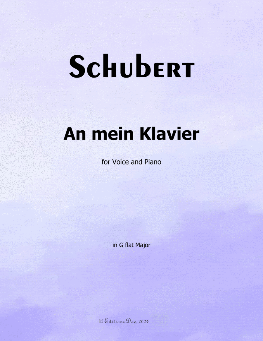 An mein Klavier, by Schubert, D.342, in G flat Major Voice scores gallery preview page 1