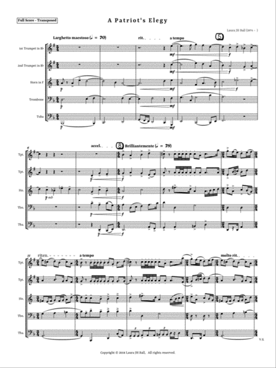 A Patriot's Elegy Brass Ensemble scores gallery preview page 3
