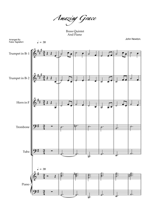 Amazing Grace Brass Quintet And Piano.Full score And Individual Parts