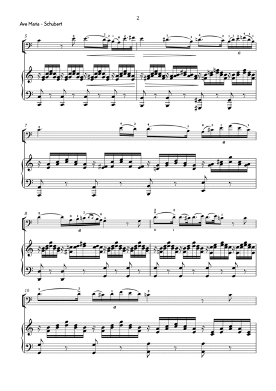 Schubert - Ave Maria in C Major - Intermediate Piano scores gallery preview page 3